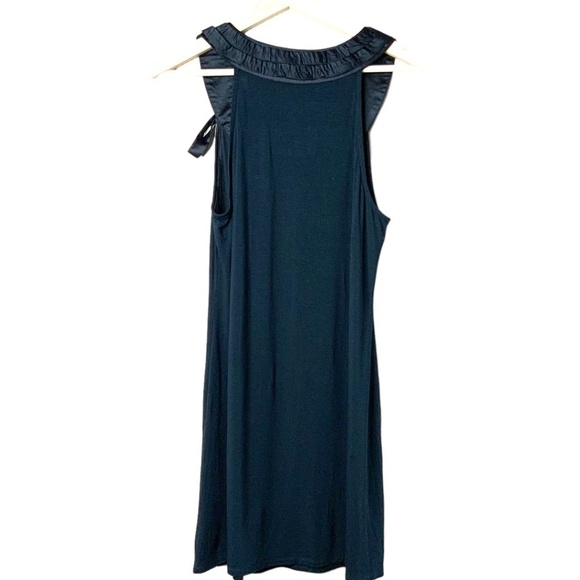 La LINGERIE Modal / Spandex Blend Navy Blue Nightgown Satin Trim & Bow US Sz M - Picture 5 of 9